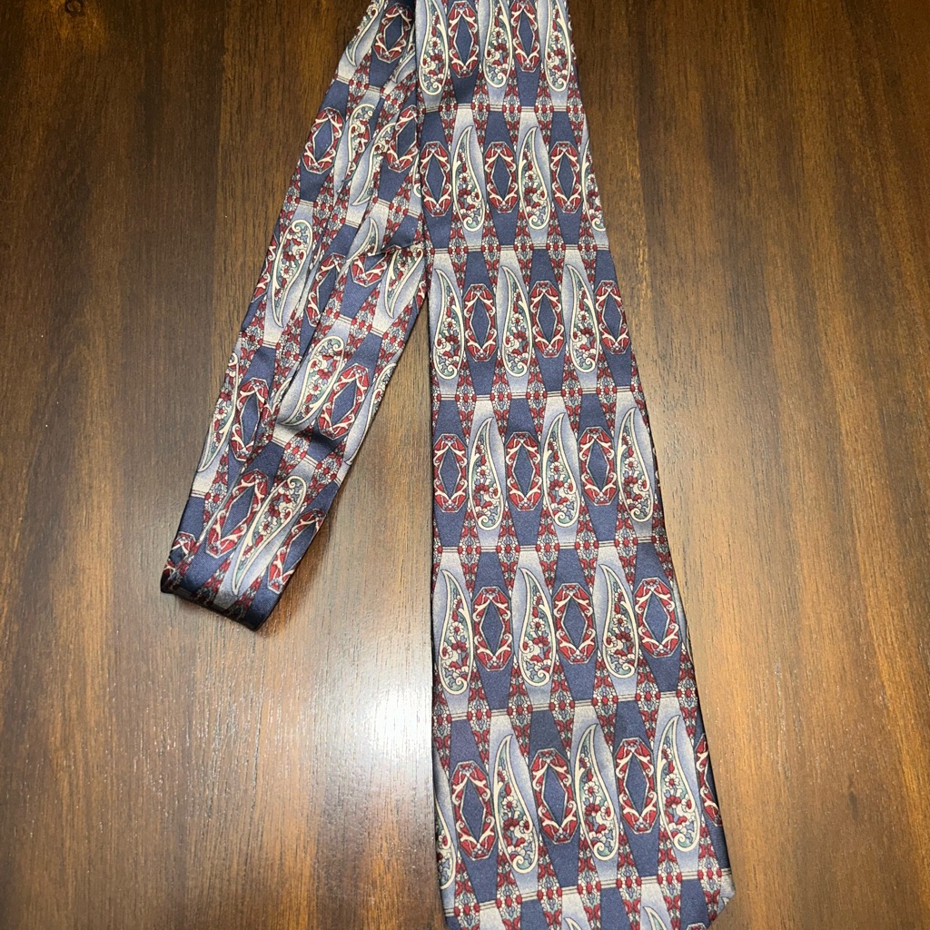 Elegant Paisley Men's Tie In Blue And Red